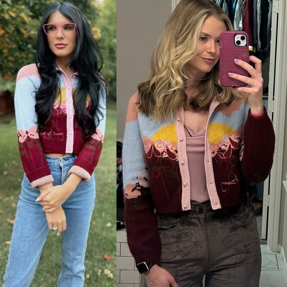 House of Sunny Garden of Eden Tripper Intarsia Cardigan XS US 2 NWT - Picture 10 of 16